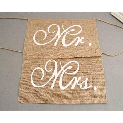 2Pcs/set Mr Mrs Bride Groom Letters Sign Banner Photo Prop Wedding Decoration Chair Decor DIY Decor