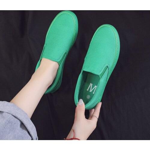 2021 thick-soled canvas womens casual shoes one pedal lazy shoe cover foot elastic band trendy fashion all-match student shoes