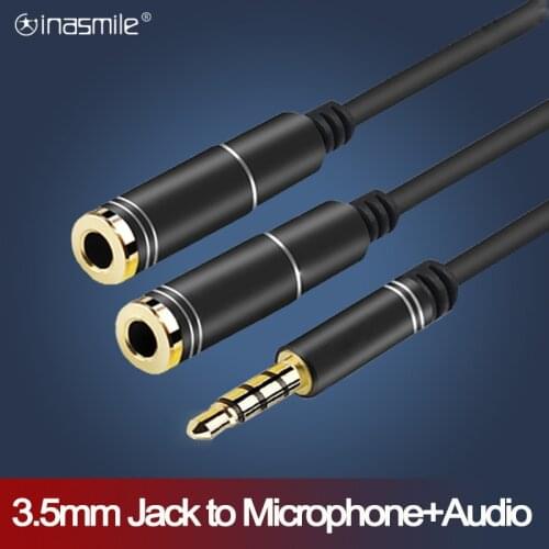 3.5mm Jack Splitter Adapter Aux Cable Mic Y Mobile Audio Splitter Headphone Mic Aux Extension Cables for phone Computer Laptop