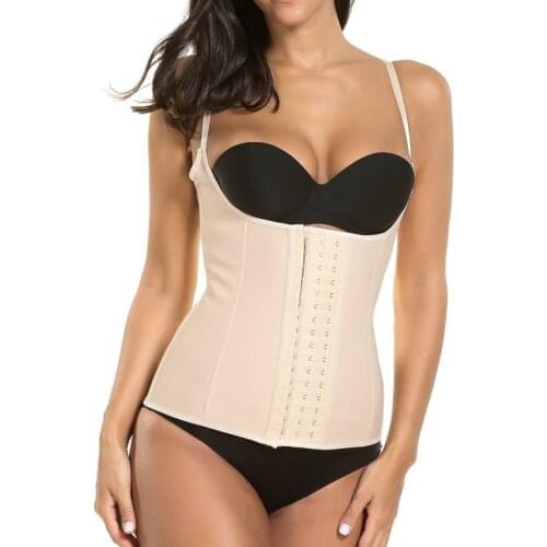 Beige Color Latex Waist Trainer Body Shaper Slimming Belt Zip Slimming Underwear Modeling Straps Waist Shaper Bodysuit For Women