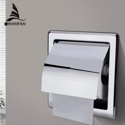 Paper Holders Modern Polished Chrome Stainless Steel Bathroom Toilet Paper Holder Wall Mount WC Roll Paper Tissue Box BK6806-13