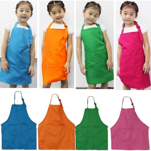 2019 Baby Accessories Plain Apron Front Pocket Bib Kitchen Cooking Craft Baking Art Jamming Kids Bibs Solid Burp Cloths