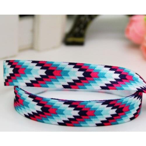 DHK 5/8'' 5yards Fold Elastic FOE tribal printed headband headwear hairband diy decoration wholesale E505