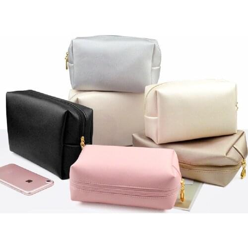 Custom Private Label Waterproof Cosmetic Bag Women Beauty Makeup PU Leather Pouch Wash Toiletry Portable Travel Organizer Case