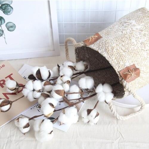 10 Heads Naturally Dried Cotton Flower Artificial Plants For Wedding Party Decoration Fake Flowers Home Decor dried flowers