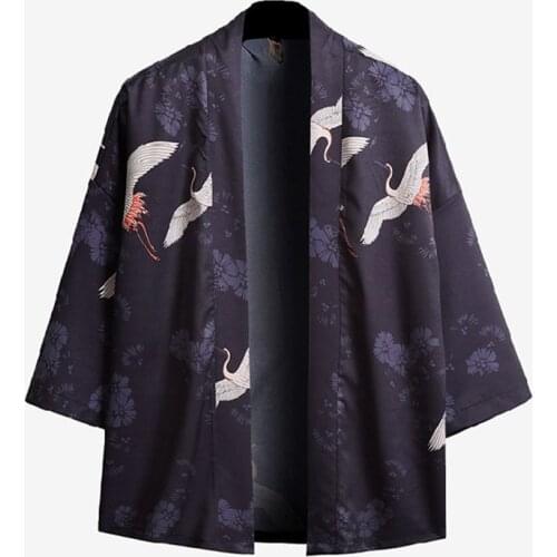 Literary japanese kimono yukata man japanese Short Robe Loose kimomo Chinese Style cardigan kimono haori