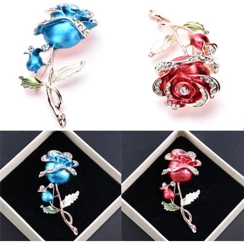 Fashion Women Flower Rose Brooch Pin Wedding Bridal Luxury Rhinestone Brooch Hot