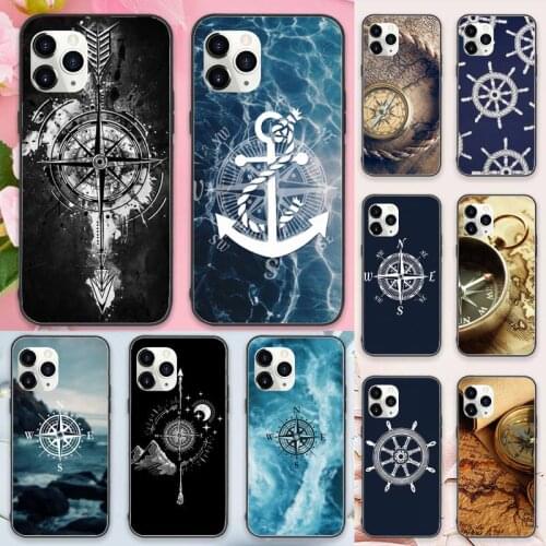 Nautical compass logo Phone Case for iPhone 11 12 pro XS MAX 8 7 6 6S Plus X 5S SE 2020 XR Luxury brand shell funda coque