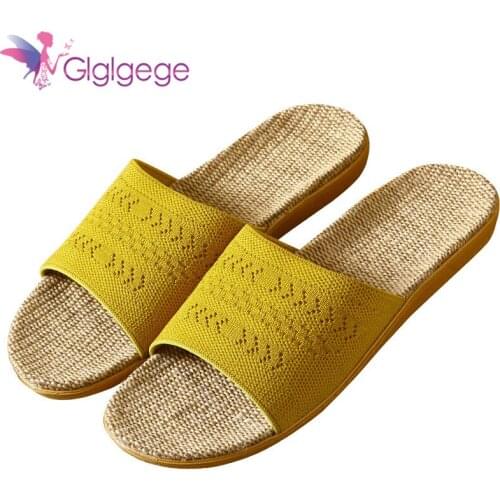 Men Cotton Linen Beach Slipper Mixed Colors Flat Beach Flip Flops Striped Non-slip Home Slipper Women Shoes Zapatos De Muj