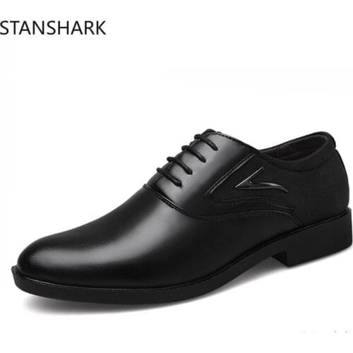 New Men Pu Leather Oxford Shoes Flat Classic Formal Shoes Pointed Toe Business Lace Up Shoes Black Brown Hombre Plus Size 38-48