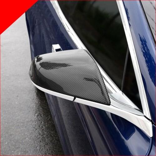 Real true Carbon Fiber Glossy Matte Car Side Mirror Cover Wing Rearview Cap Add On Styling For Tesla Model S 12-20 Model X 14-19