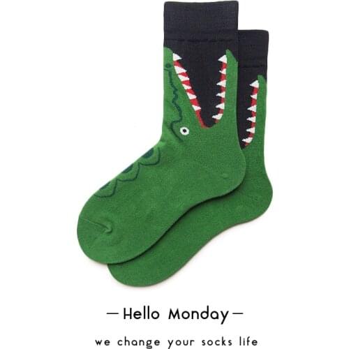 Naer Socks Mens Street Fashion Womens Socks Cartoon Crocodile Korean Sports Style