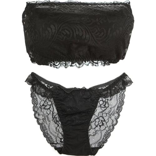 New style young girl thin sexy lace tube top basic womens tube top underwear set