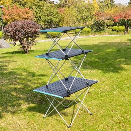 Portable Foldable Table Outdoor Camping Aluminum Table BBQ Picnic Hiking Desk Travel Fishing Folding Desk With Storage Bag