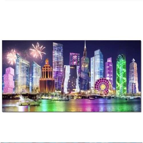 Singapore Tall building Diy 5d Diamond Painting Christmas Decor Full Square round Cross Stitch Diamond Embroidery mosaic set art