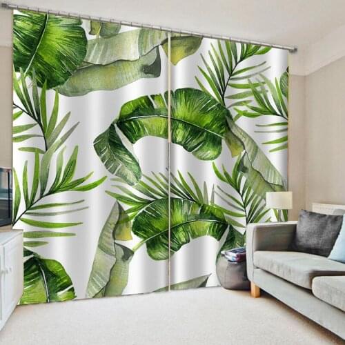 Nordic Tropical Banana Leaves Window Treatments Curtains Valance Living Room Decor Fabric Palm and Fern Curtain