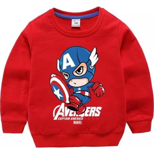 Disney Boy Hooded Sweatshirt Kids Spring Autumn Captain America Boy Pullover Sweater Childrens Clothes Tops For 2-12 Years