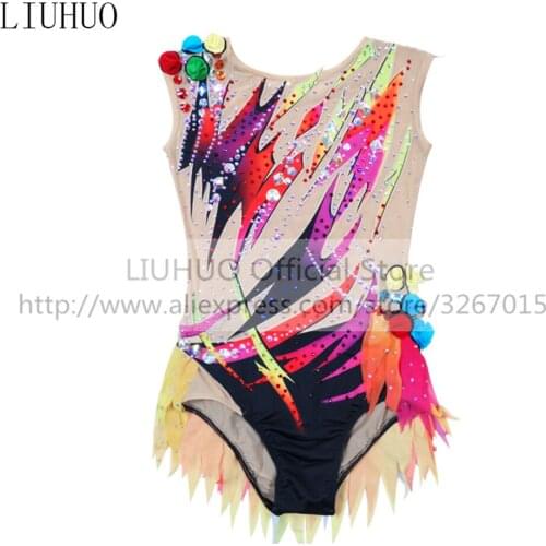 LIUHUO Figure Skating Dress Womens Girls' Ice Performance Rhythmic Gymnastics Competition Multicolor Leotard Dance Sleeveless