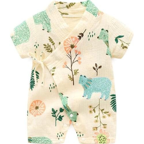 Newborn Infant Baby Boy Girls Cartoon Yarn Robe Kimono Romper Jumpsuit Sleepwear casual Summer new born clothes roupa infantil