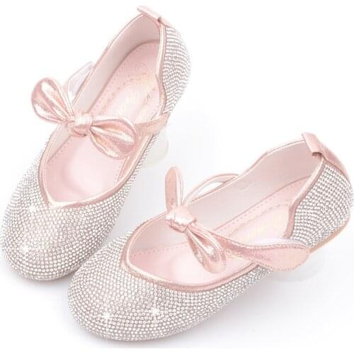 Cute children girls shoes leather shoes princess children shoes girls casual glitter diamond bow children shoes girls shoes