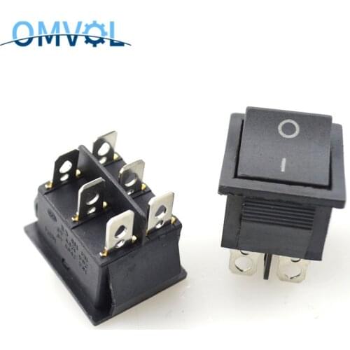 2pcs Black AC 15A 250V 20A 125V 6 Pins DPST On/Off Rocker Switch Spring Return Momentary && fixed self-locking