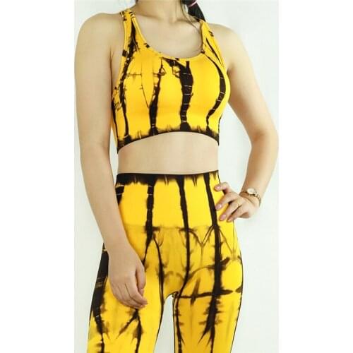 Women Sportswear 2 Pcs Yoga Suits High Waist Leggings+Running Bra Colorful Tie Dye Gym Sets Seamless Knitted Yoga Sets 2021 New