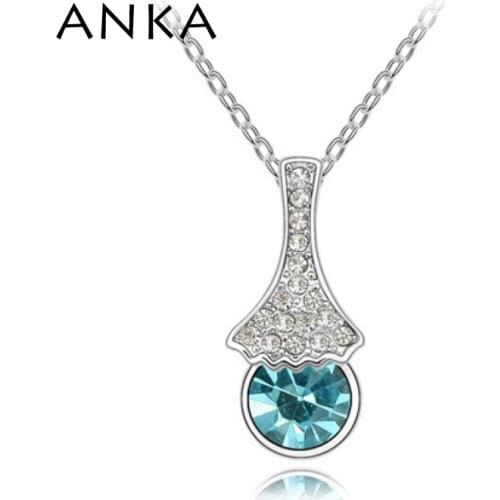 Jewelry Collares Mujer Shipping Wholesale rhodium plated Elements Crystal Necklace crystal Drop Pendant Necklace #87676