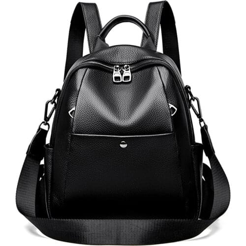 Womens Backpack Genuine Leather Female Rucksack Shoulder Bags for Women 2021 Designer Backpacks for School Teenagers Girls Sac