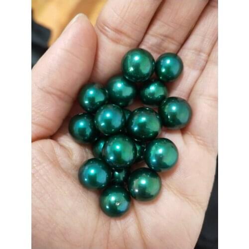 10pcs Bright Green Loose Edisons Pearls,9-13MM AAA Grade Freshwater Round Pearls Beads For DIY Jewelry Pearl Wholesale PL19