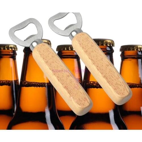 200pcs Wood Handle Handheld Bartender Bottle Opener Wine Beer Soda Glass Cap Bottle Opener Kitchen Bar tools Remover Tools