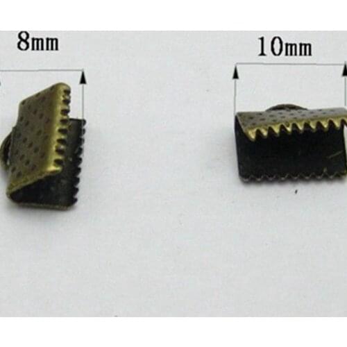 200 Textured Bronze Tone Ribbon Necklace Cord End Caps Crimp Beads Tips 10X8mm