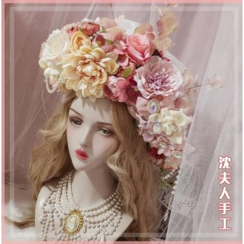 2021 Delaphs back garden Lolita lolita super gorgeous lady ostrich fur top hat straw hat cosplay party tea party Halloween