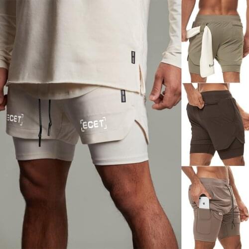 2021 Mens new Summer Running Shorts 2 in 1 Sports Jogging Fitness Training Quick Dry Gym Shorts Sport gym 5 colors Short Pants