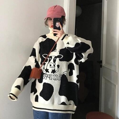 2021 Autumn Fashion Cartoon Printed Turtleneck Pullover Sweater Women Cute Cartoon Print Knitted Sweater FemaleLoose Knitwear