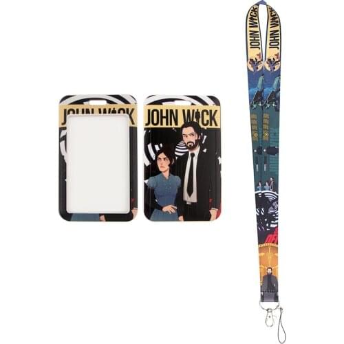 24pcs/lot MD464 DMLSKY Cartoon Movie Business Badge Card Holder with Necklace Lanyard Keychain keys Badge ID Mobile Phone Rope