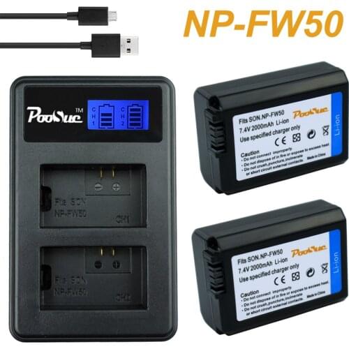 2x NP-FW50 NP FW50 Battery + LCD Charger For Sony NEX-7 NEX-5N NEX-F3 NEX-3D NEX-3DW NEX-3K NEX-5C NEX-5DB Alpha 7R II Camera