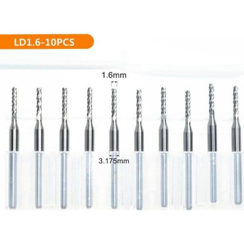 3.175mm(1/8'')*1.6mm,10pcs,Freeshipping PCB Corn Milling Cutter,Solid carbide CNC Drill Bit,wood tool,plastic,MDF