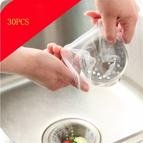 30pcs Disposable Nylon Sewer Filter bag/ Waste Stopper Rubbish Bag / Floor Drain Kitchen Sink Strainer Prevent Clogging
