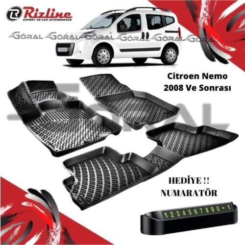3D Car Floor Mat Black 4 cm Raised Borders For Citroen Nemo 2008 up Perfect Fit Odorless Allergy Free Easy to Clean
