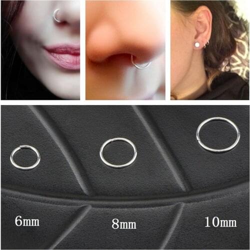 Stainless Steel Seamless Segment Rings Nose Hoops Ear Piercing Tragus Nose Rings Ear Cartiliage Tragus Sexy Body Jewelry
