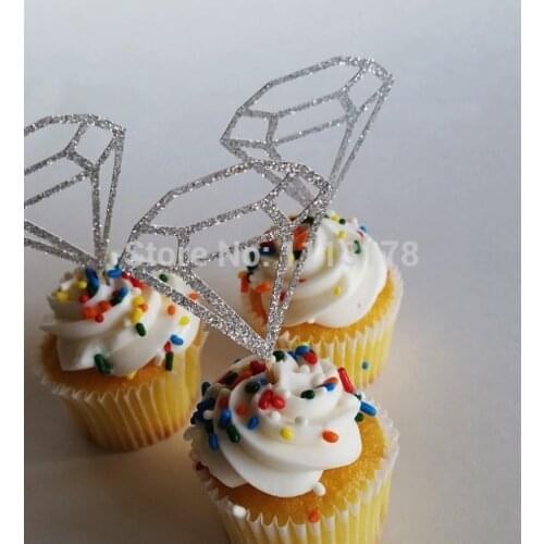 Glitter diamond cutout ring cake cupcake toppers weddings, showers, parties, birthday, favors, candy table, dessert, Food Picks