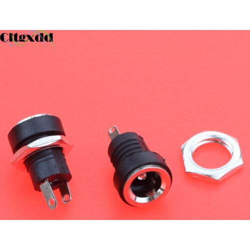 Cltgxdd 1PCS 3A 12V DC Power Supply Jack Socket Female Panel Mount Connector 5.5mm X 2.1mm Plug Adapter 2 Terminal Types 5.5*2.1