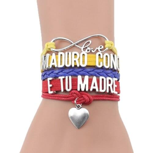 Infinity love Venezuela bracelet MADURO CONO E TU MADRE charm leather wrap handmade bracelets & bangles for women men jewelry