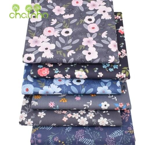 Chainho,Printed Twill Cotton Fabric,DIY Sewing Quilting Material For Baby&Childrens Bed Clothes,Shirts,Skirts,Deep Floral Serie