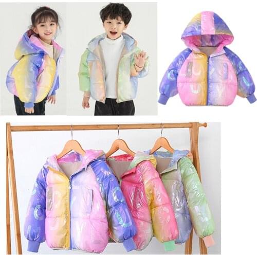 Childrens Padded Jacket Boys Girls Cotton-Padded Clothes Thick Hooded Warm Coat Warm Costume For 1-6 Years Kids