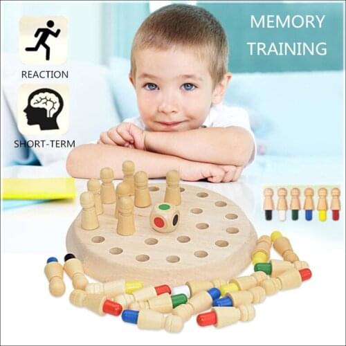 Kids Wooden Memory Match Stick Chess Fun Color Game Board Puzzles Educational ToyCognitive Ability Learning Toys for Children