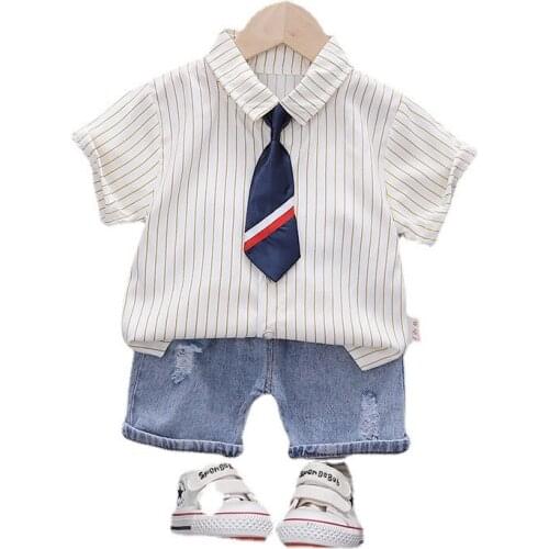 Kids Sets for Boy Short-sleeved Shirt+pant Set Childrens Clothes New Elegant Baby Gentleman Wind 0-4 Ages Toddler Boy Clothes