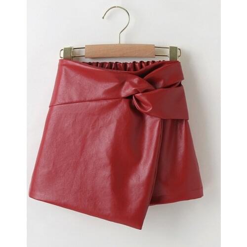 Kids Girls Red PU Leather Skirts 2021 New Arrival Summer Skirts Children Princess Casual Asymmetry Skirts Korean Style For 2-7Y