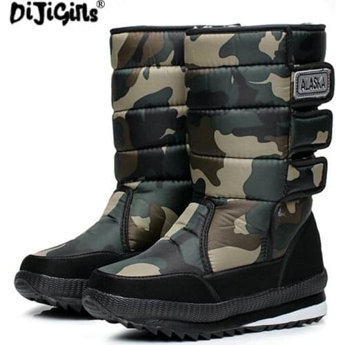 DIJIGIRLS winter warm thickening platforms waterproof shoes military desert male knee-high snow boots outdoor hunting botas