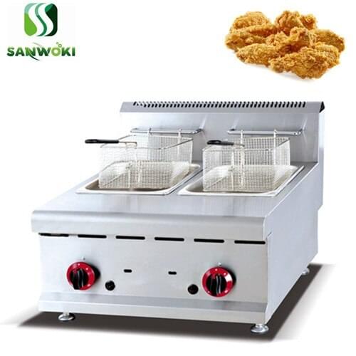 Commercial double tank fryer machine 8L*2 French Fries Cooker Fried Chicken Machine potato chips frying machine Deep Fat Fryer